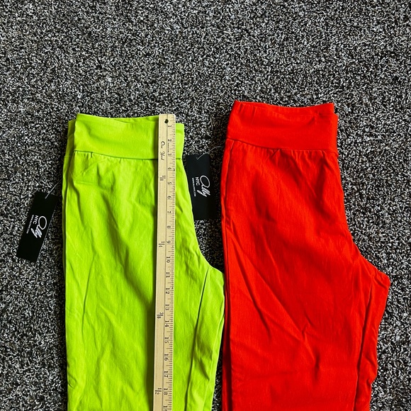 Vibrant Green and Orange Women's Capris - Picture 2 of 7